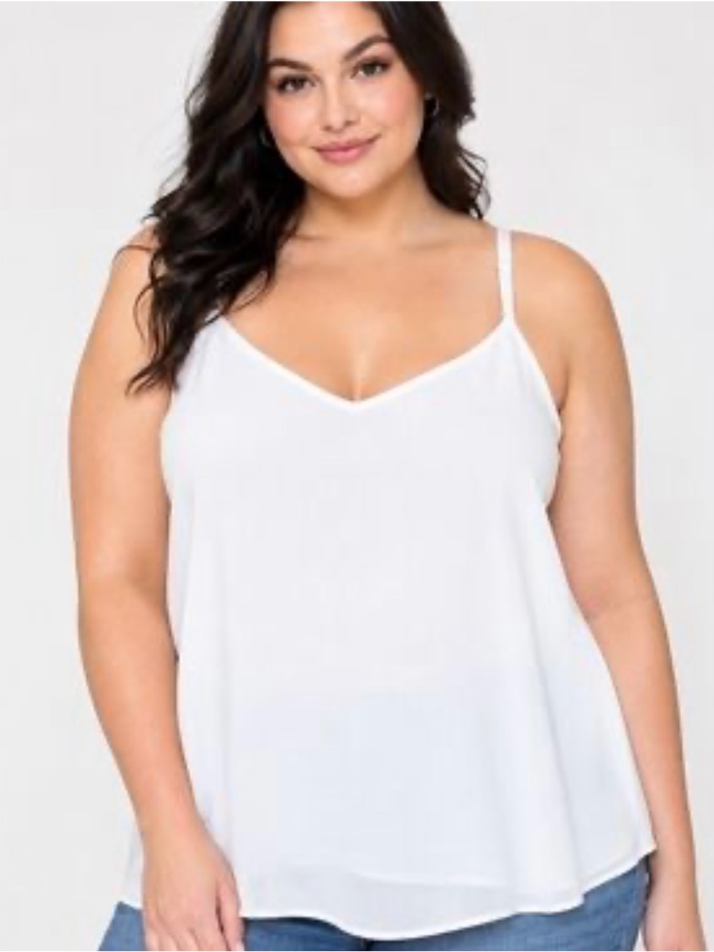 Torrid White Chiffon V-Neck Spaghetti Strap Swing Camisole Tank Top Size 2X